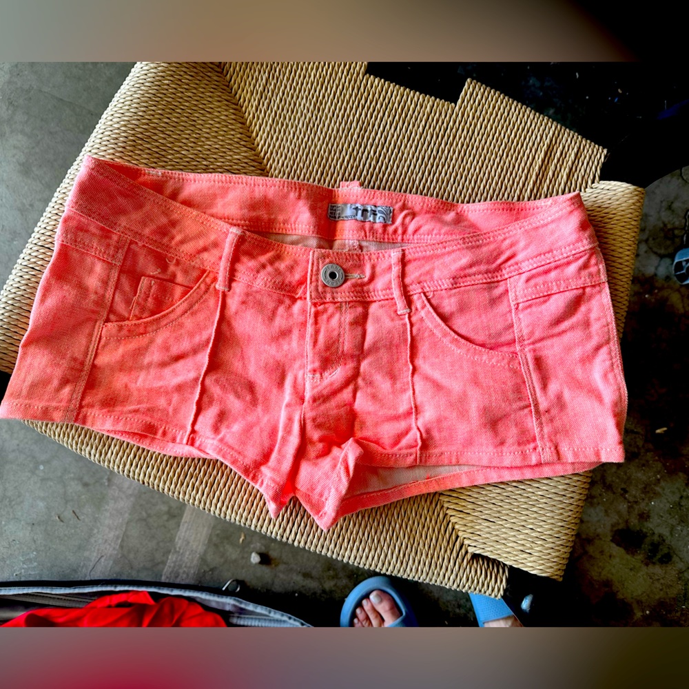 Fluorescent Orange Cheeky hip hugger shorts